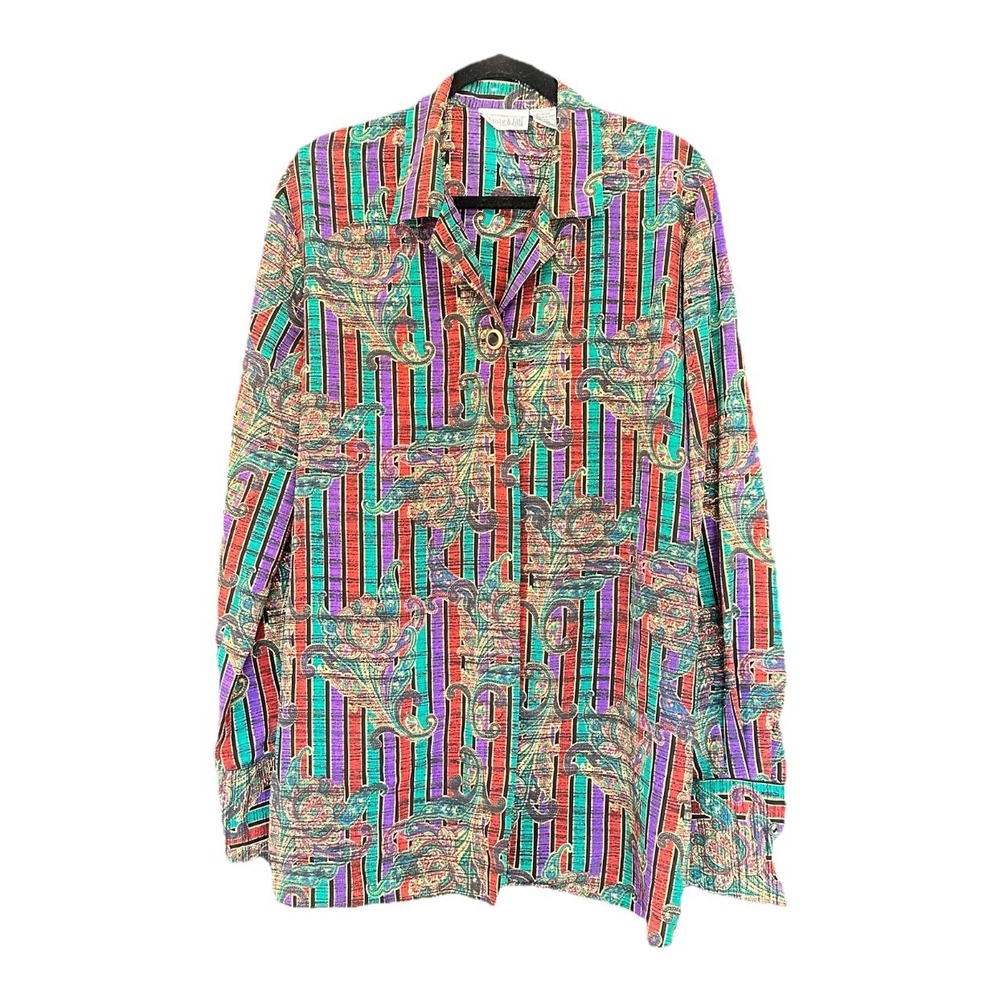Vintage‎ Christie & Jill Women's XL Multicolor Blouse Button Up Long Sleeve